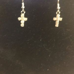 Rhinestone cross earrings